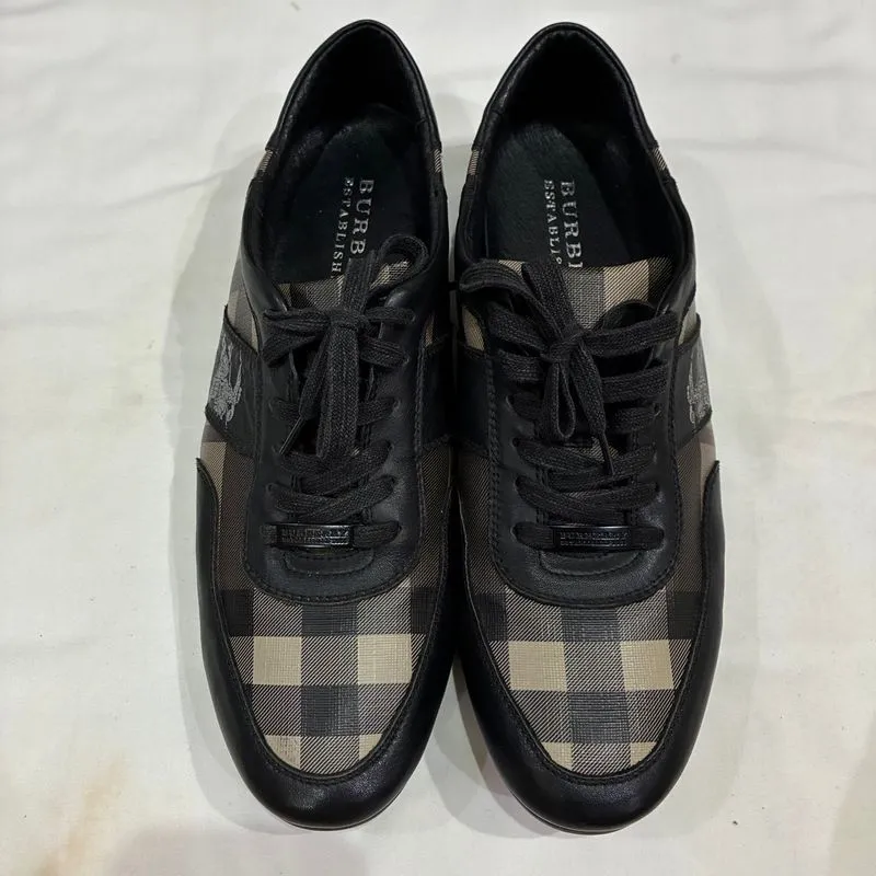 Burberry Black Leather Nova Check Formal Shoes Sepatu Kulit photo 1