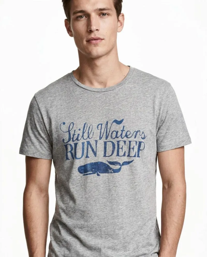 H&M L.O.G.G "Still Waters Run Deep Whale" Graphic Tee M photo 1