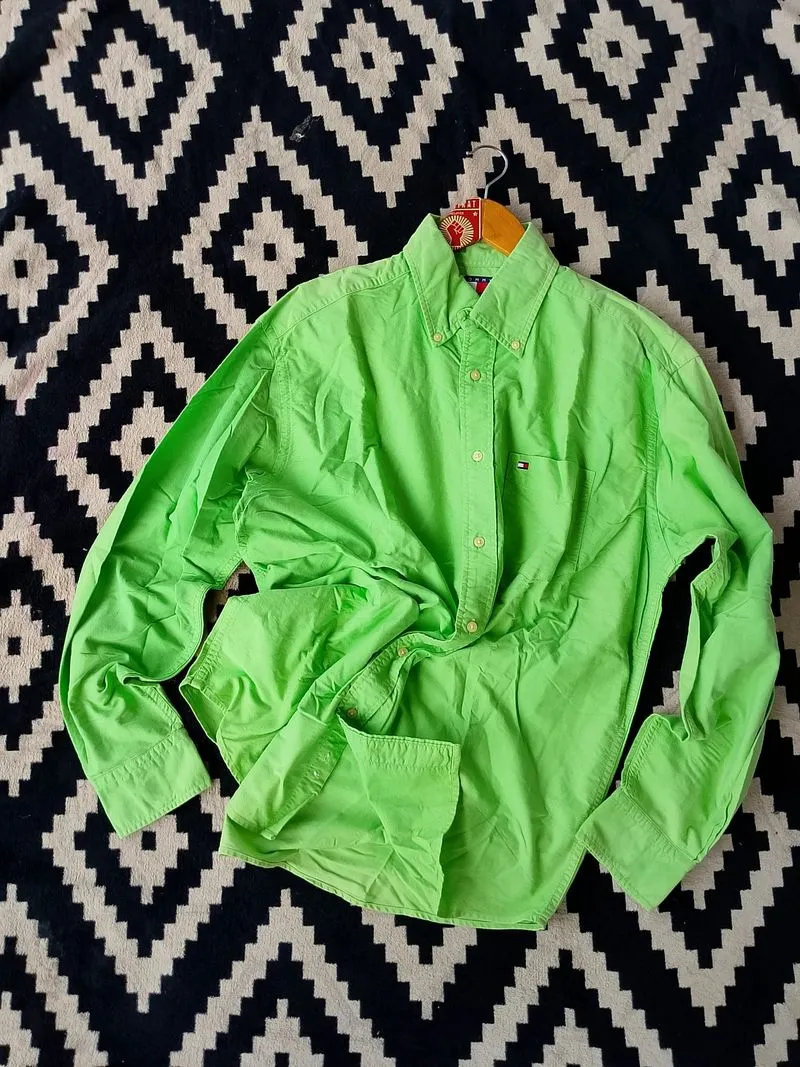 Vintage Tommy Hilfiger Lime Green Oxford Button Down Shirt photo 1