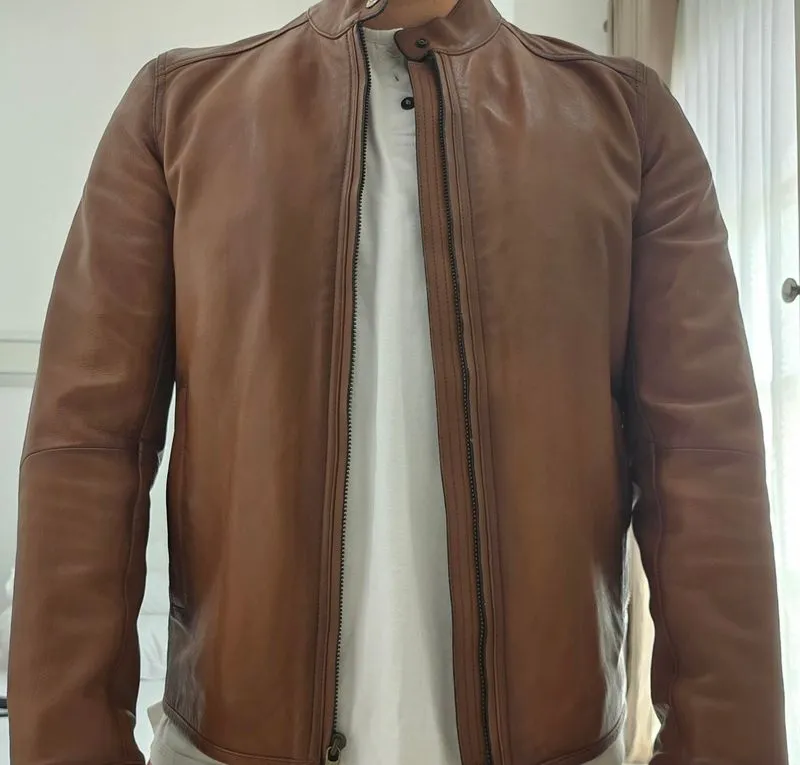 Massimo Dutti Brown Leather Jacket (size S) photo 1