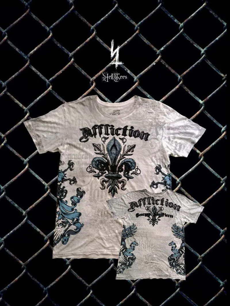 ⚜️Affliction "George St Pierre Rush" Grunge AOP Graphic Tee photo 1