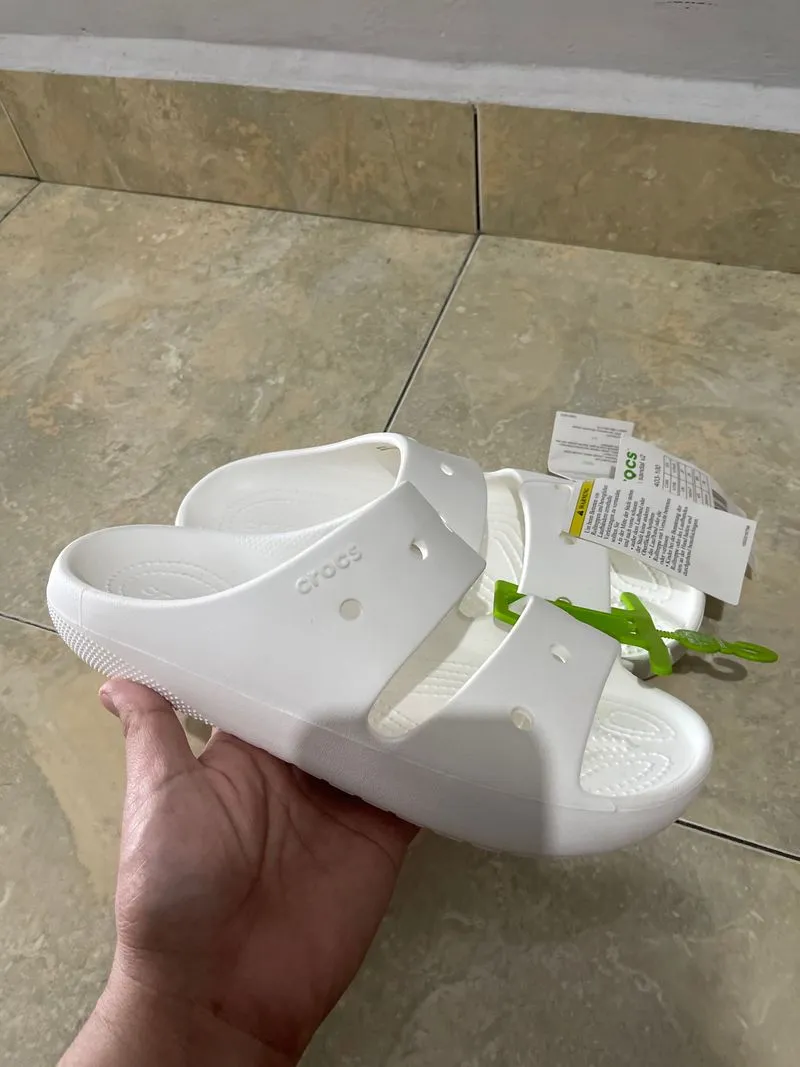 Sendal crocs full white unisex slide size 39-40 original 100 photo 1