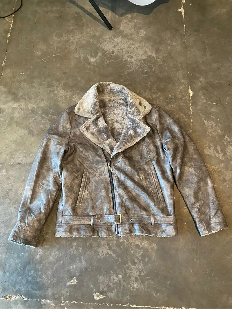 leather jacket ramones sherpa vintage photo 1