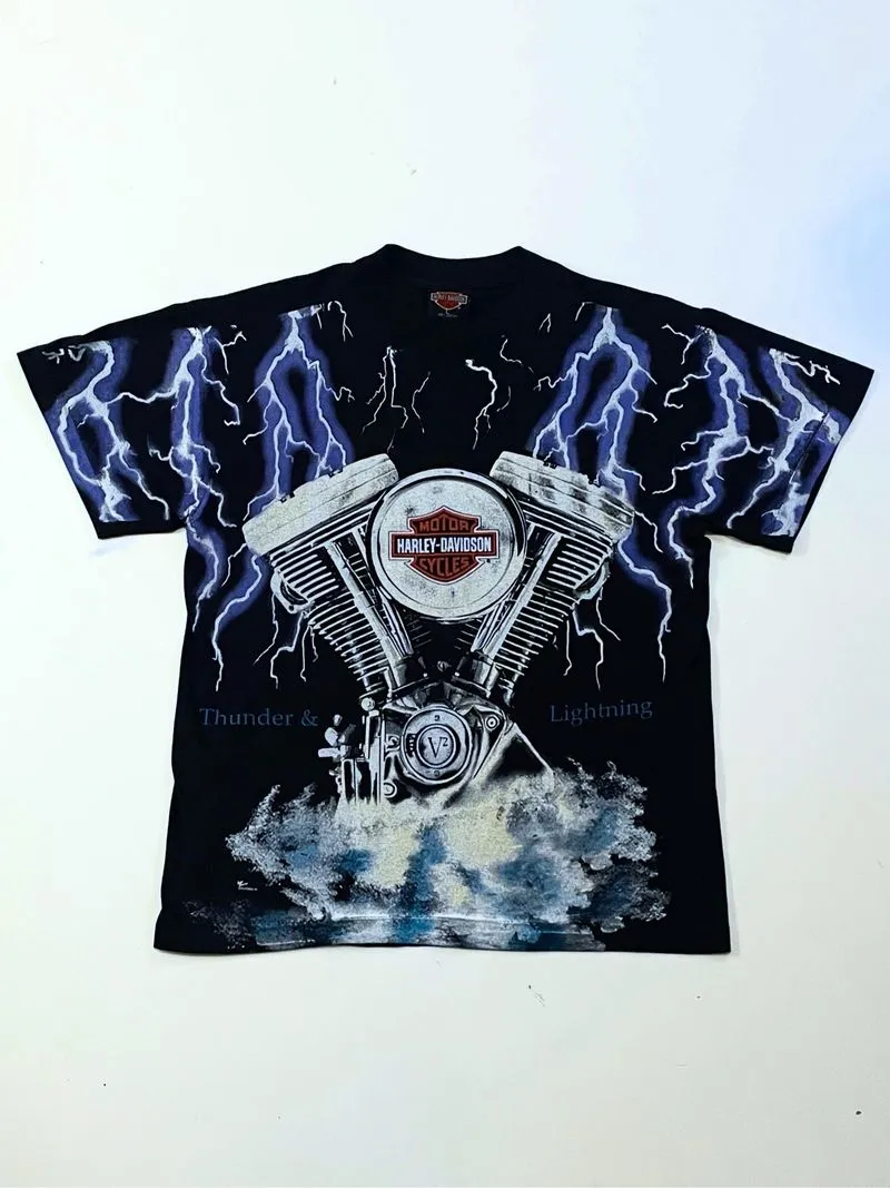 Harley Davidson Vintage 90’s Thunder & Lightning Tee Black photo 1