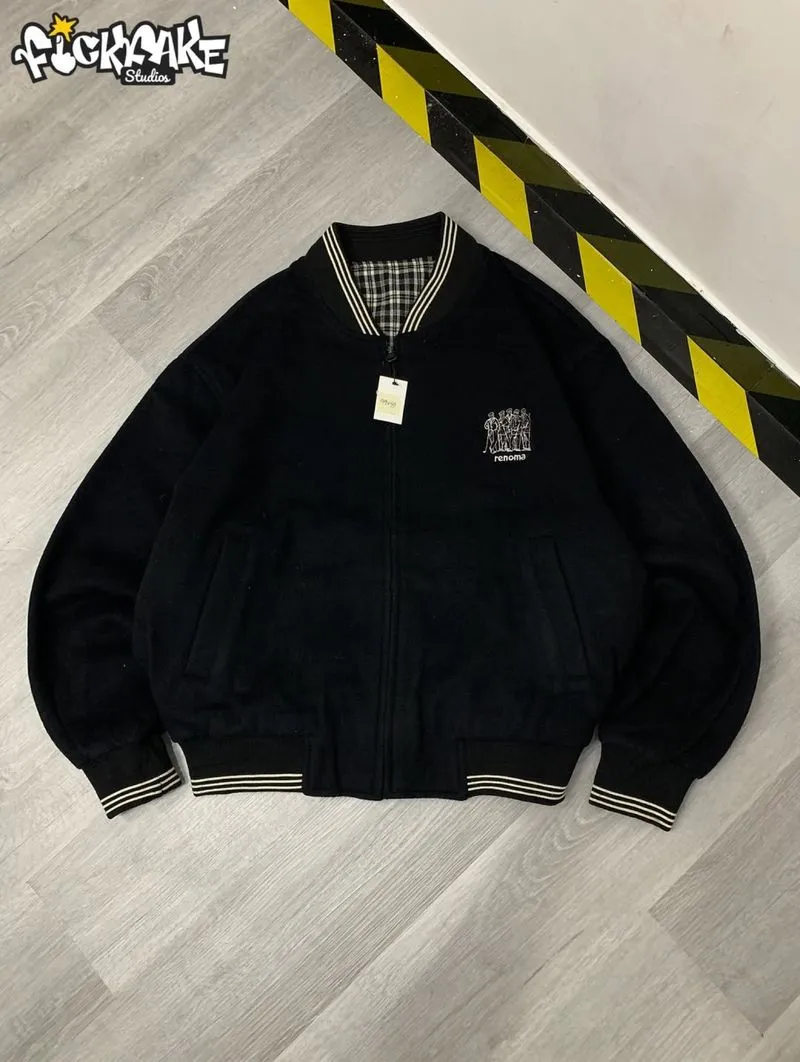 Vtg Bomber Casual Up Renoma Woll Reversible photo 1