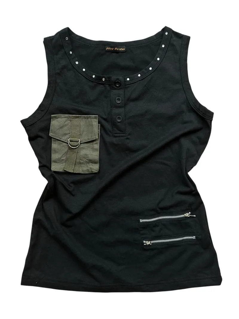 Vintage tactical punk tanktop grunge gothic style baby tee  photo 1