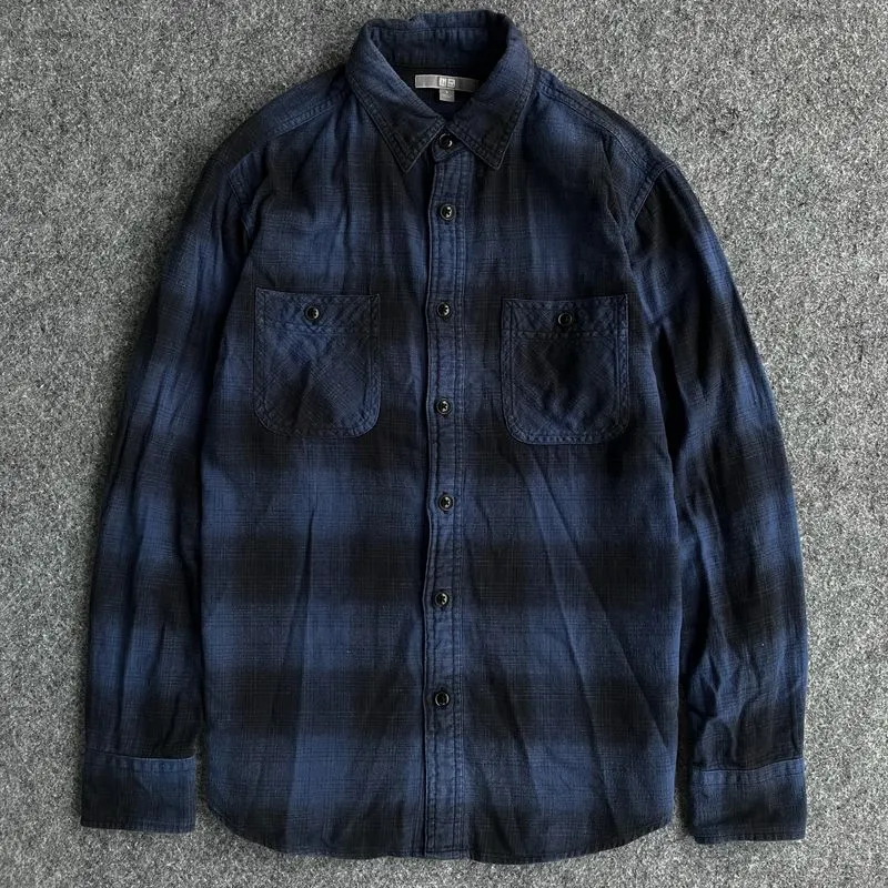 Uniqlo Vintage Casual Casual shirt Pria navy blue photo 1