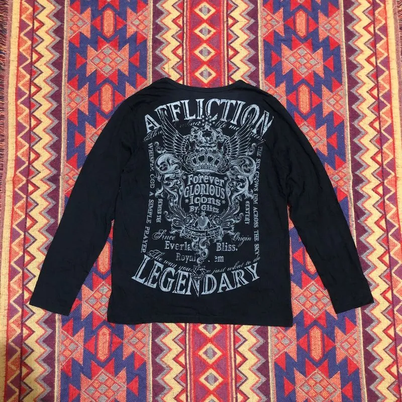 Y2k Goth Affliction skull & cross longsleve  photo 1