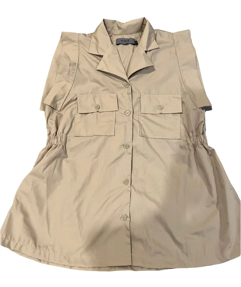 Minimalist Casual Blouse Wanita tan cream photo 1