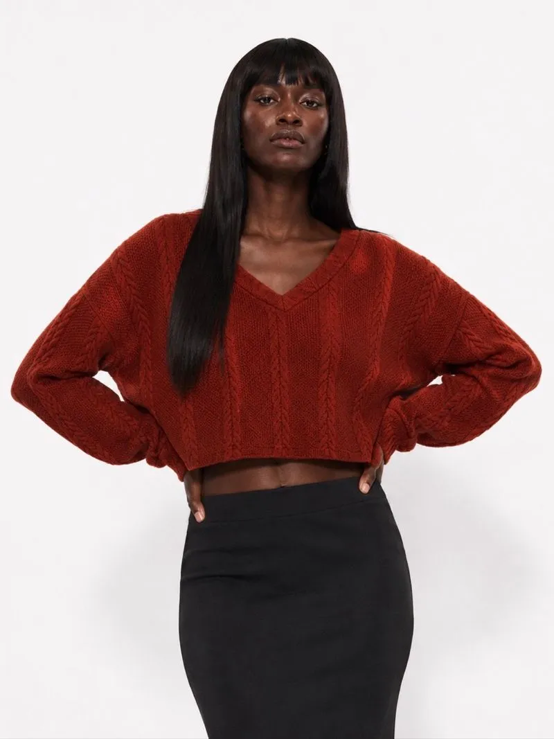 (Woman) Sweater Knit Crop Cotton Massimo Dutti photo 1