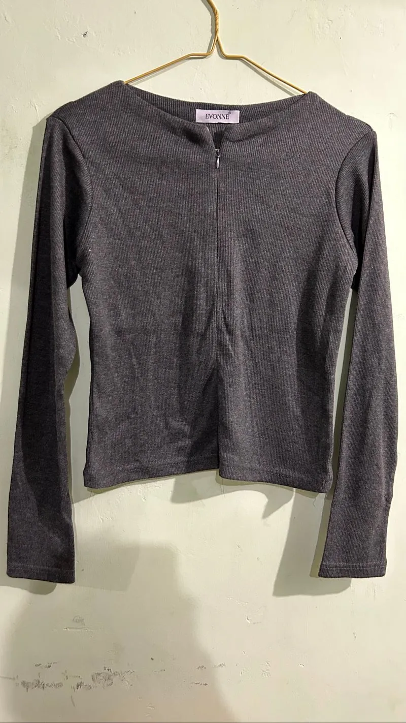 Knitt Blouse Long Sleeve Abu abu photo 1