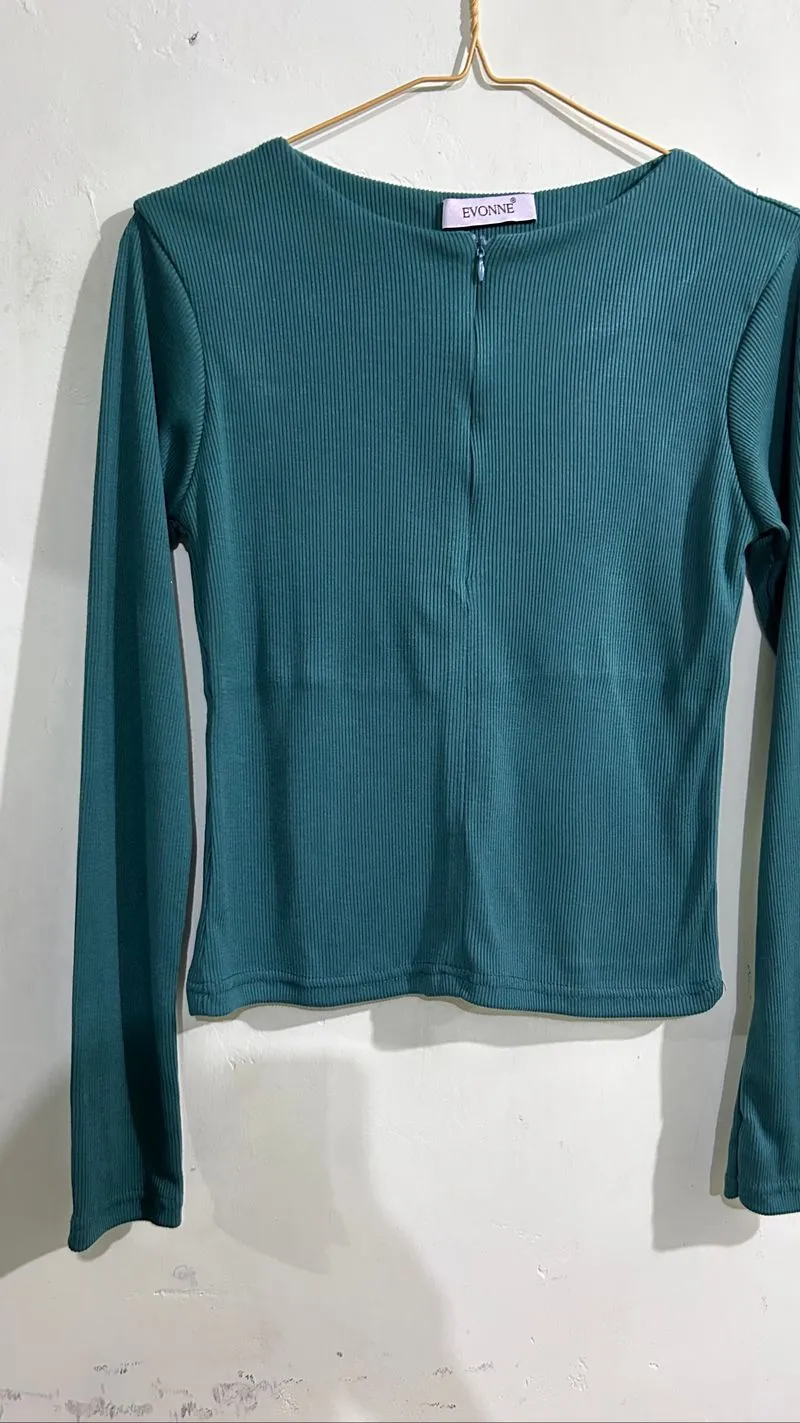 Knitt Blouse Long Sleeve emerald photo 1
