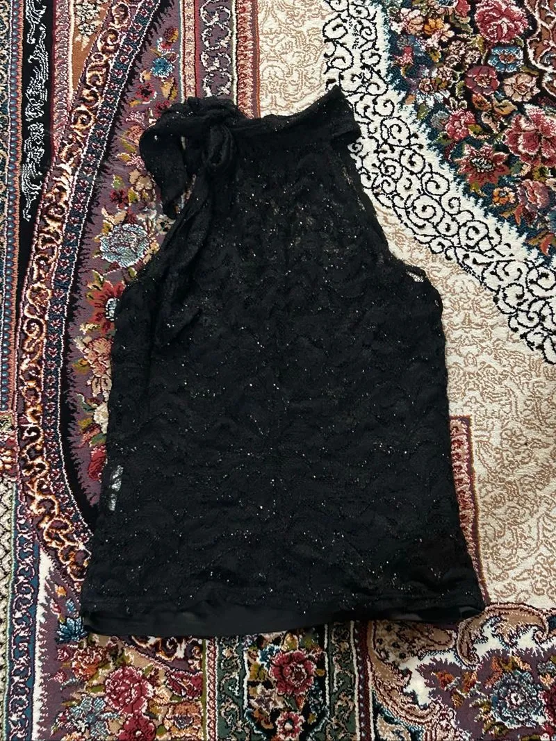 black lace halter top photo 1