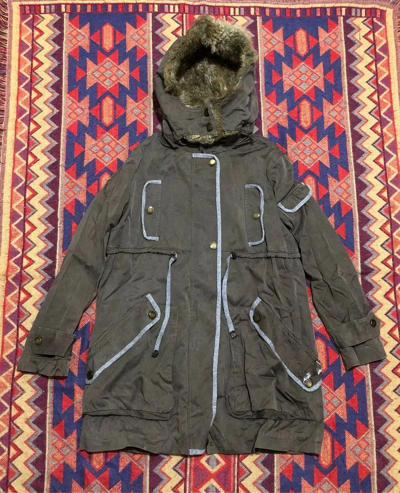 Y2k Adolfo dominiguez fur parka jacket photo 1
