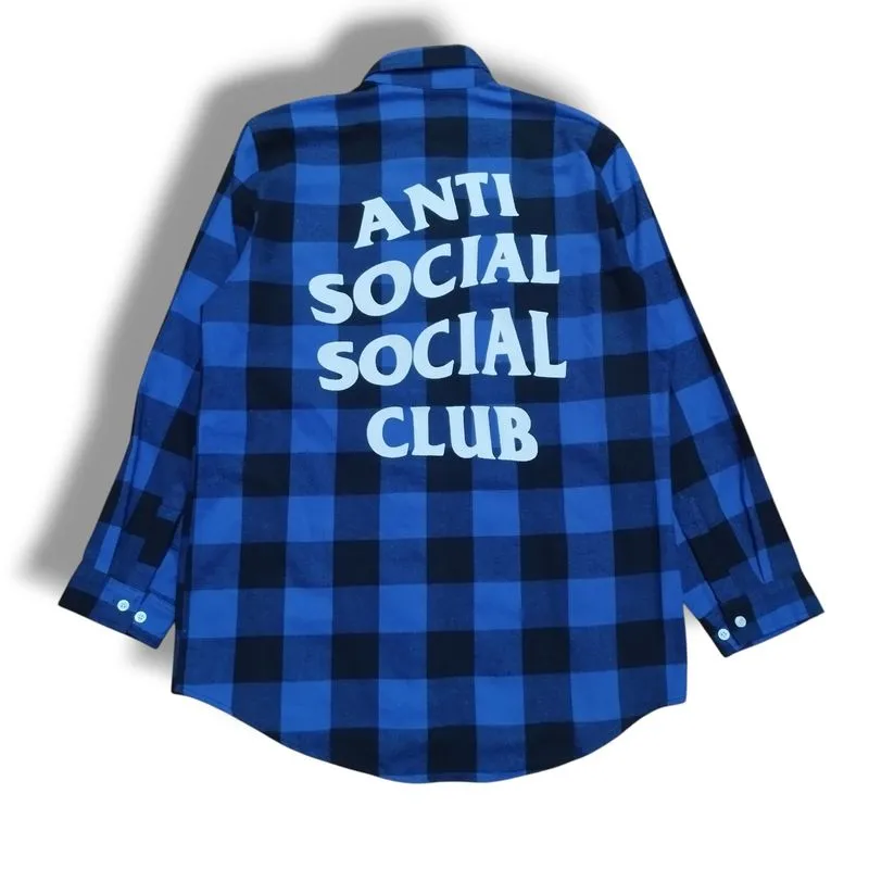 ANTI SOCIAL SOCIAL CLUB BLUE/BLACK FLANNEL LONG SHIRT | KEME photo 1