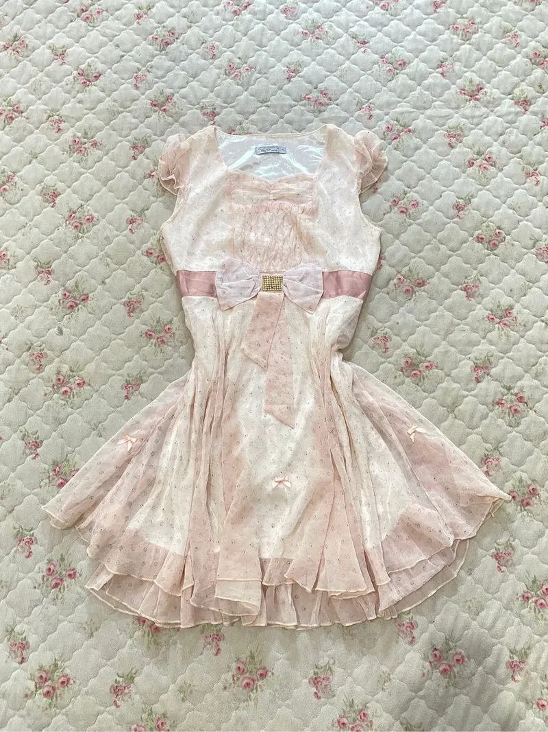 Minidress babypink polka ribbon dollette kawai coquette 💗 photo 1