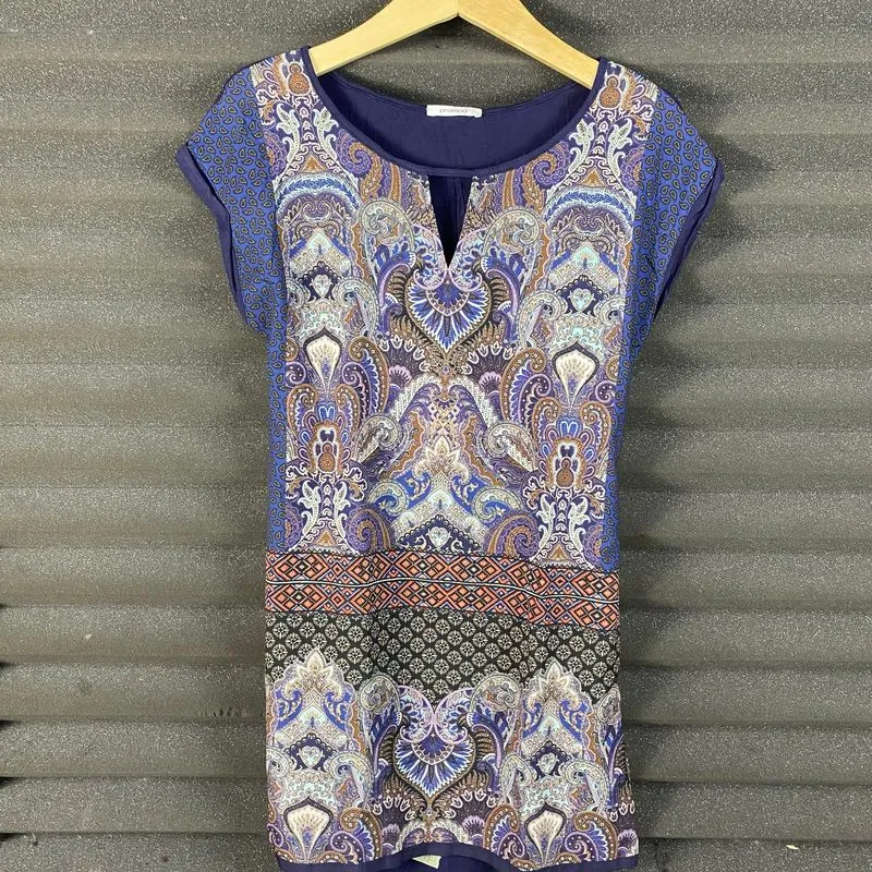 Blue Paisley Pattern Promod Shirt Dress photo 1