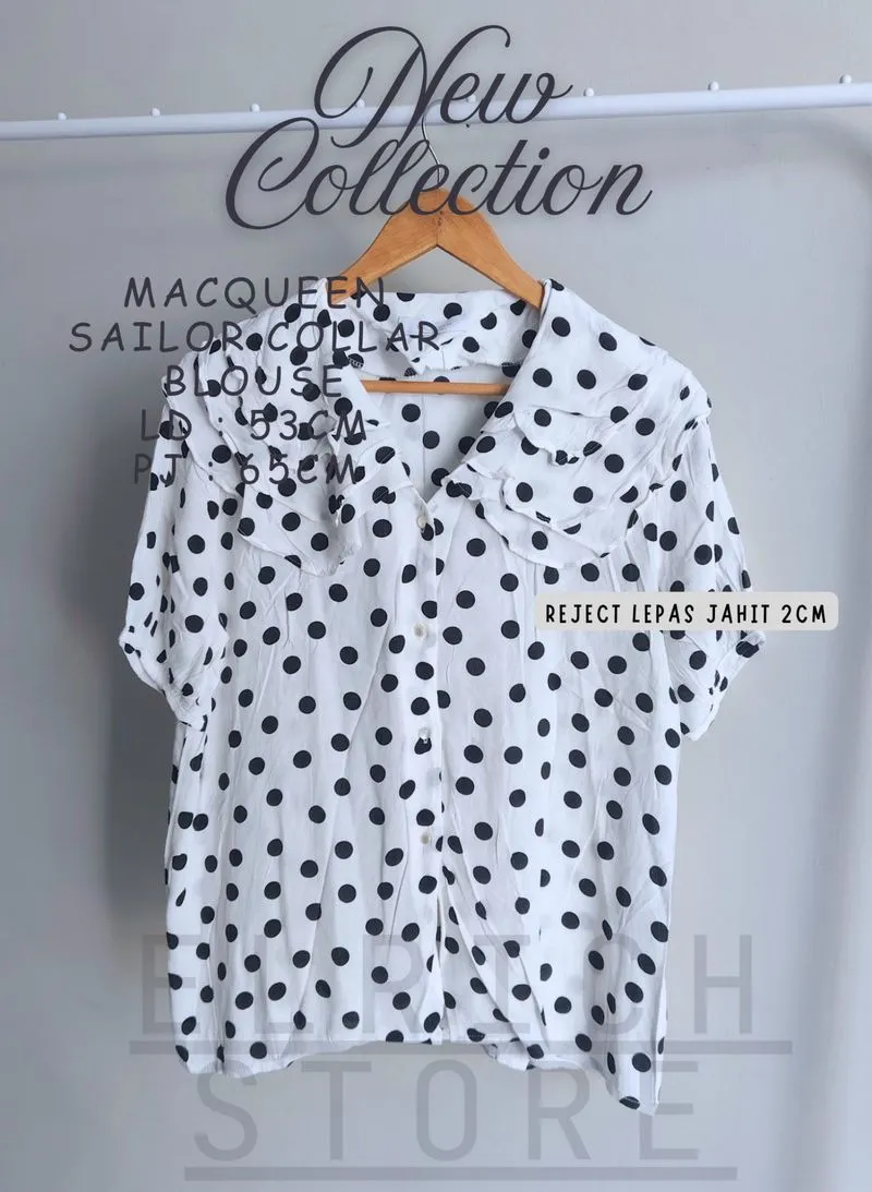 MACQUEEN SAILOR COLAR POLKA BLOUSE - Blouse Polkadot Putih photo 1
