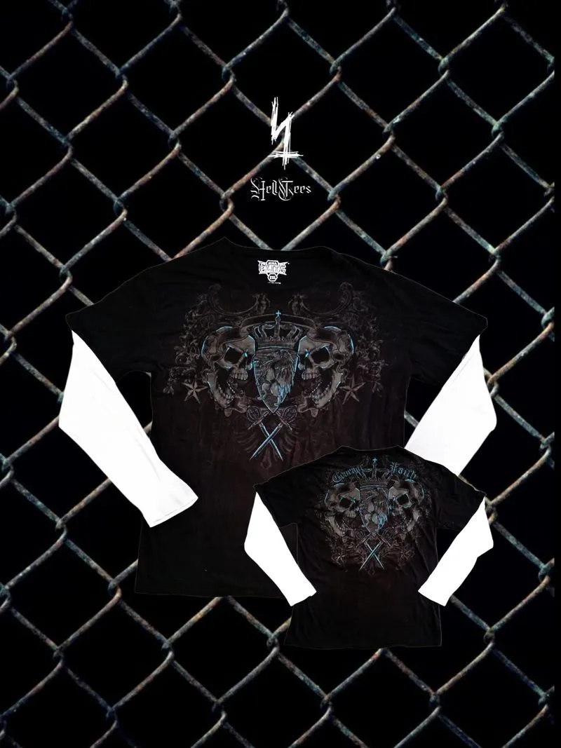 ⚜️ Y2K MMA Elite "Twin Skull" Double Layered Long Sleeve photo 1
