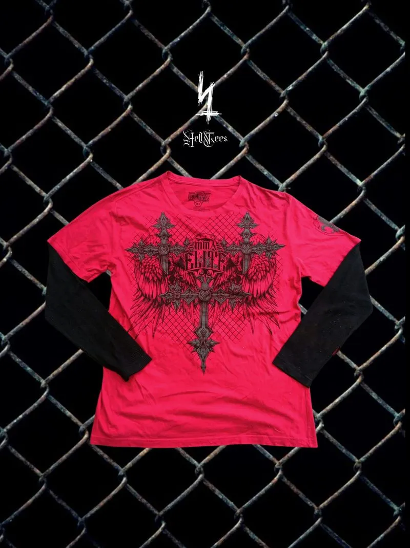 🔥 Y2K MMA Elite Grunge Graphic Double Layered Long Sleeve photo 1