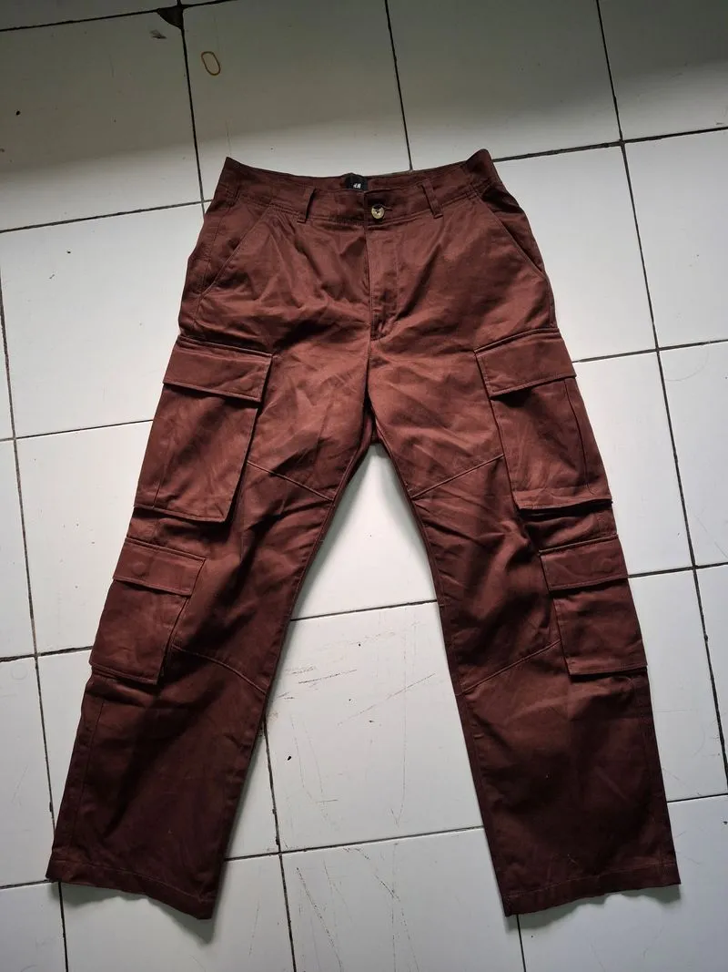 H&M Minimalist Casual Sweatpants & Joggers Pria brown photo 1