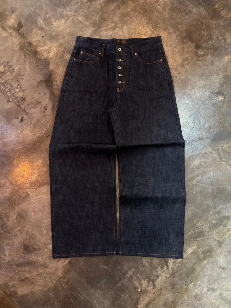 No Faith Studios raw selvedge baggy / wide denim jeans photo 1
