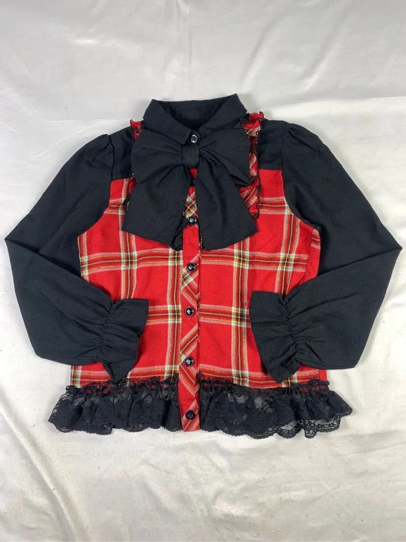 Bowtie Tartan Plaid Trim Baby Shirt (XS) photo 1