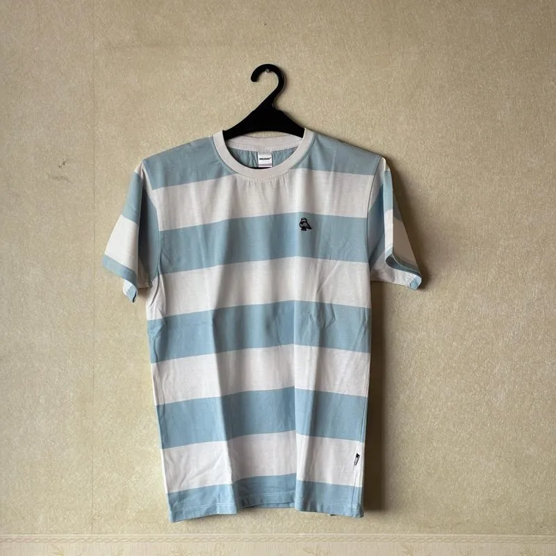 Kaos hooligans stripe putih biru muda photo 1