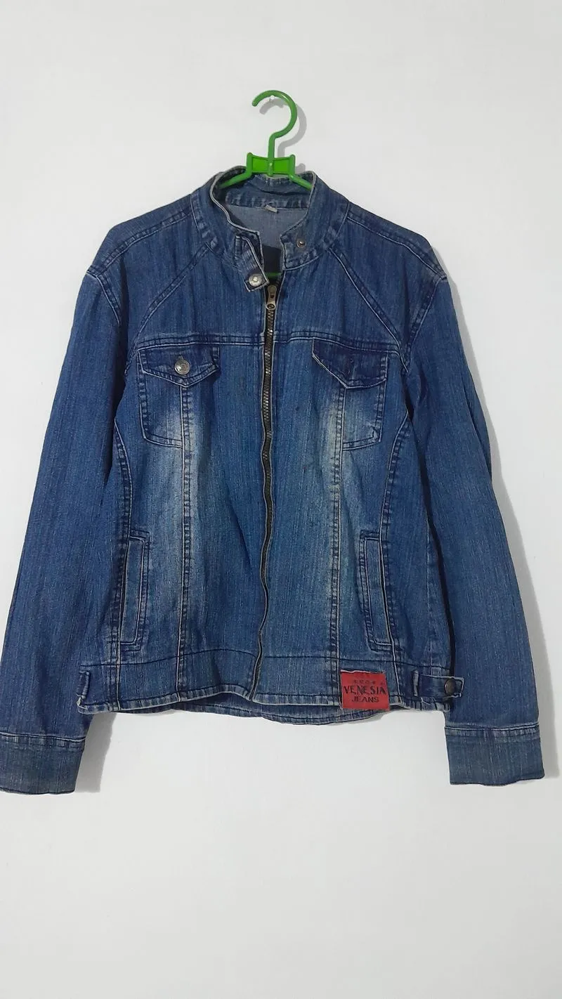 Streetwear Casual Denim jacket Wanita multicolor navy photo 1