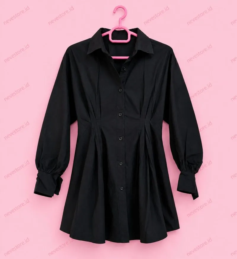 Black Shirt Long Sleeve Dress photo 1