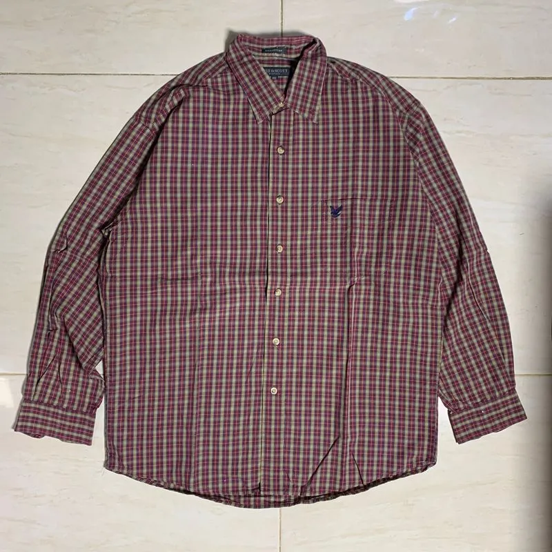 Lyle & Scott Longsleeve Shirts Burgundy, XL - Kemeja photo 1
