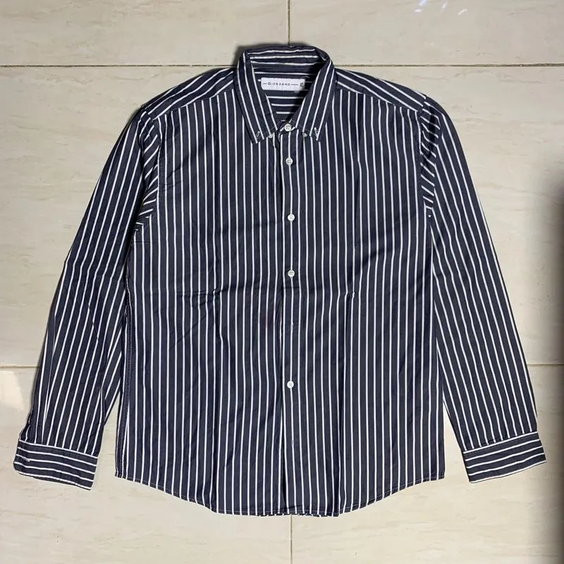 Giordano Longsleeve Stripes Shirts Navy XL - Kemeja photo 1