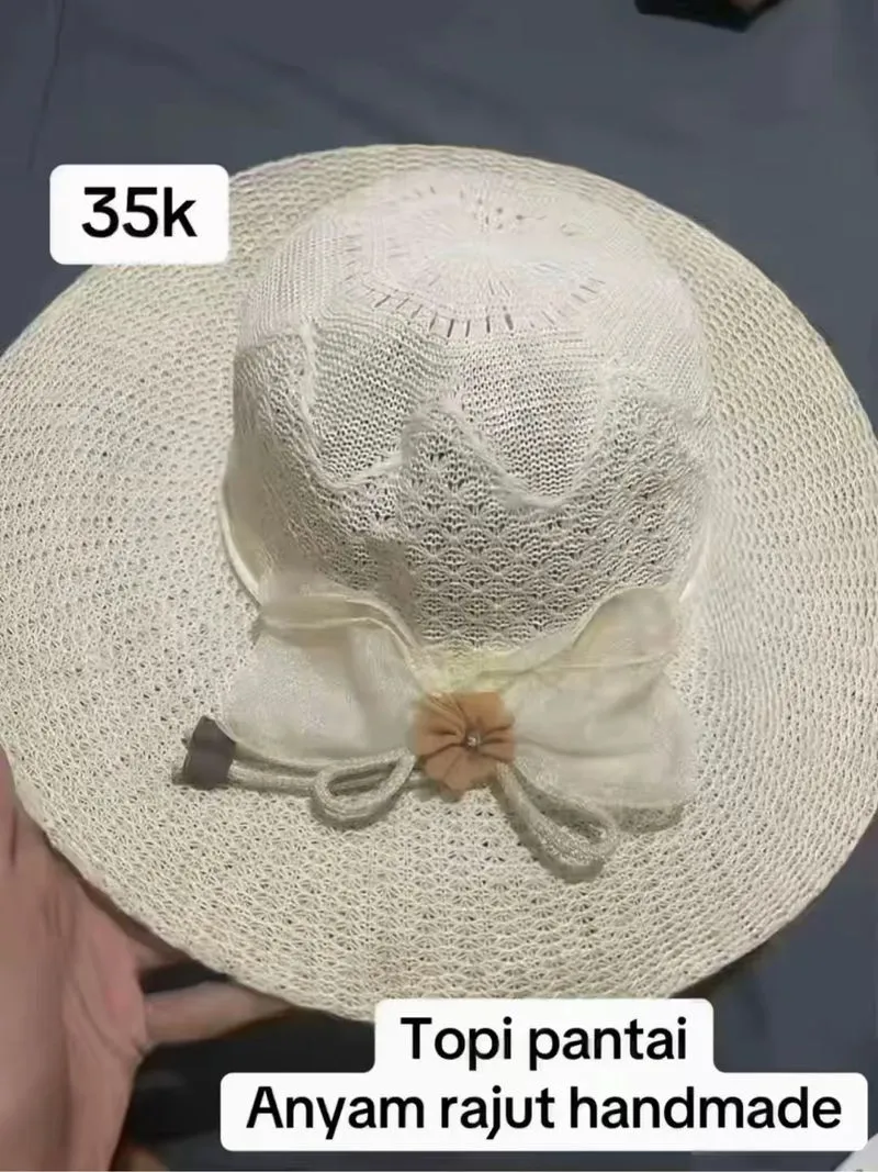 Topi pantai anyam handmade lokal photo 1