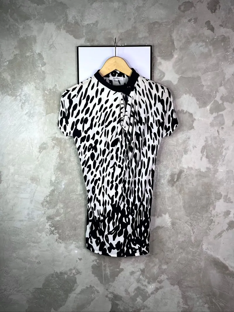 Max Mara Wrap Silk Luxury Blouse Animal Pattern Asymetrical photo 1
