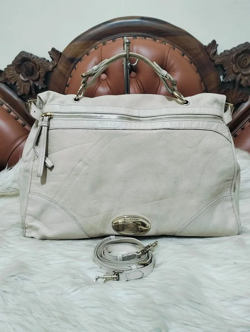Mulberry Broken White Leather Satchel Briefcase Bag photo 1