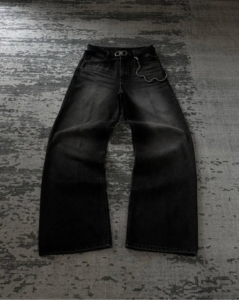 Black Washed Loose Baggy Jeans photo 1
