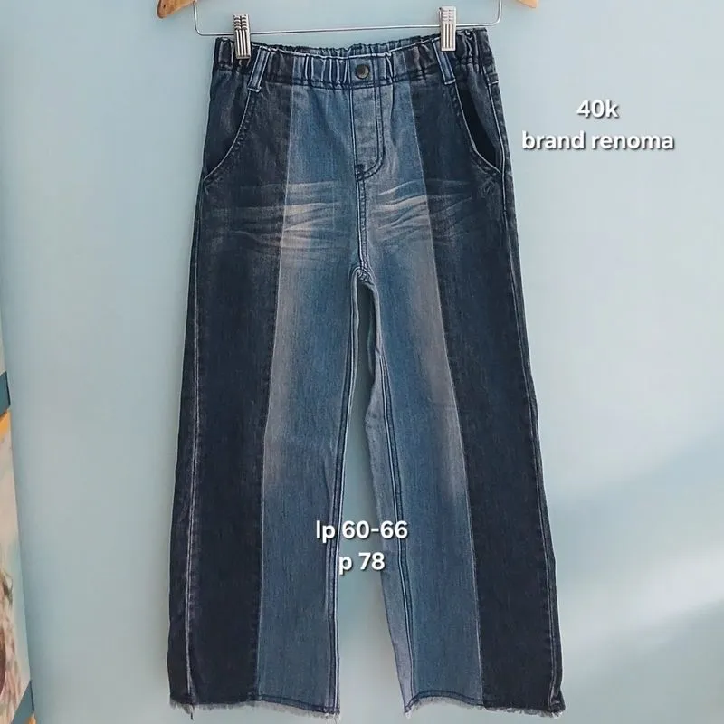 Celana kulot jeans two tone fading photo 1
