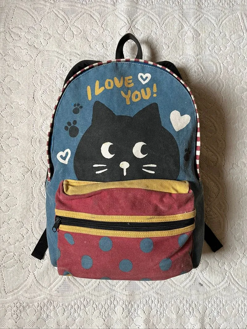 Art Box Blue Red Cat Backpack photo 1