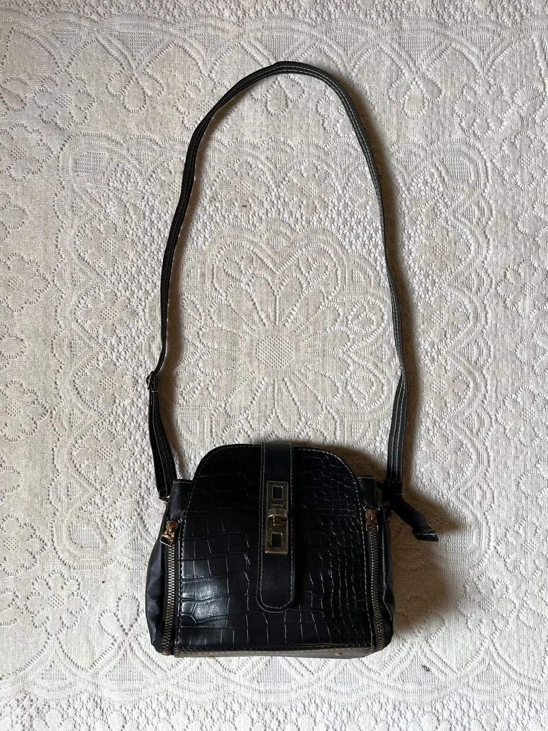 Black Croco Embossed Mini Sling Bag photo 1