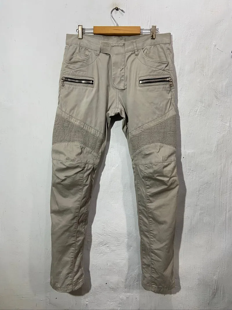 Balmain Biker Moto Pants Cream Unisex  photo 1
