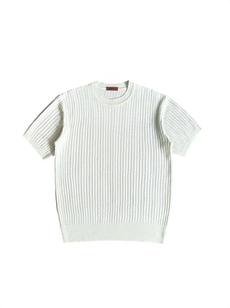 Missoni rib cable pattern knitted s/s tee mint kaos kerah kn photo 1