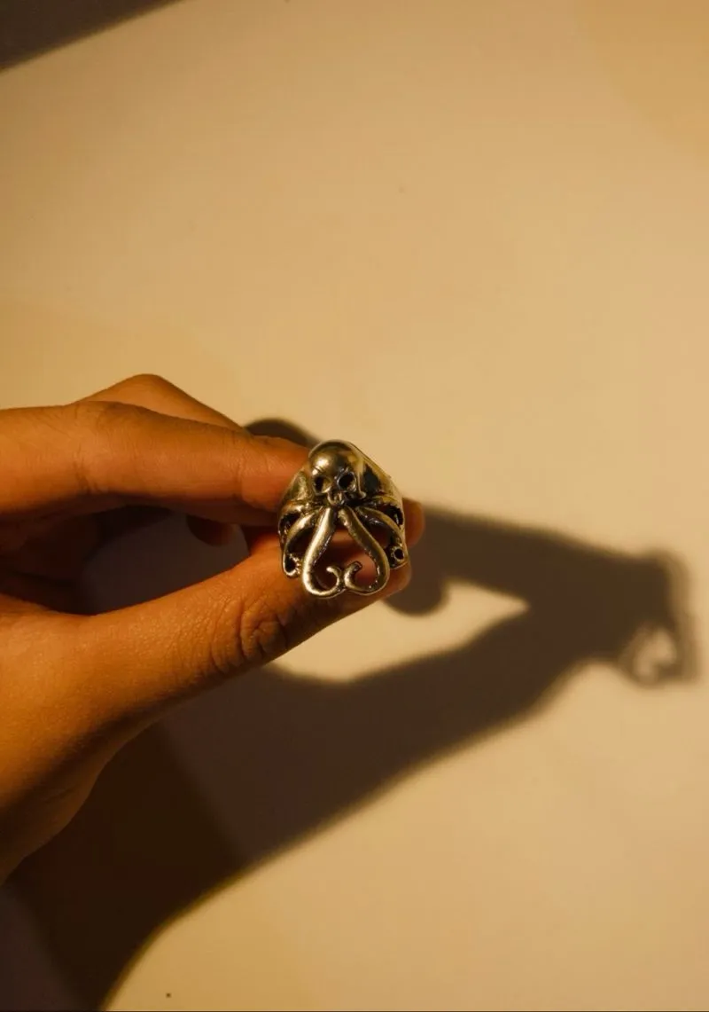 Vintage Stainless steel luxurious octopus skeleton ring photo 1
