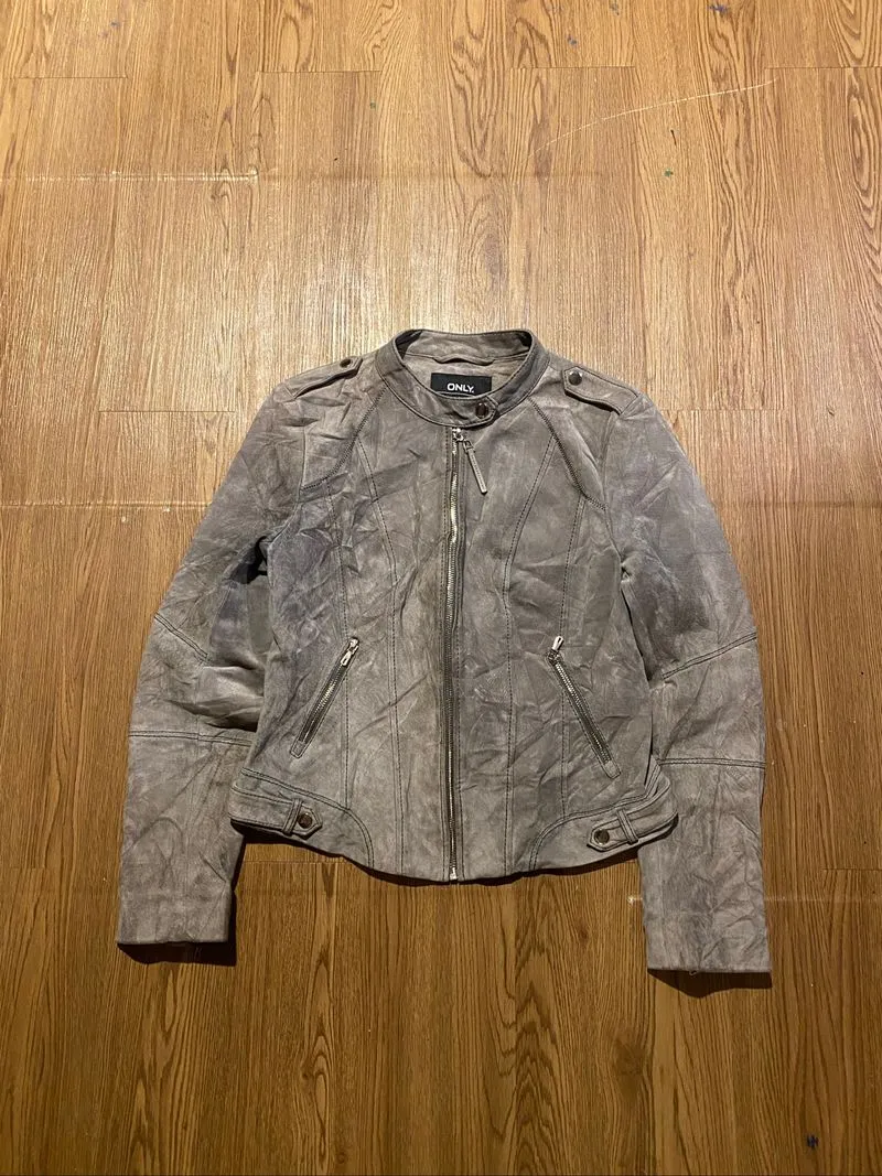 vintage lather jacket suede biker kerah shanghai photo 1