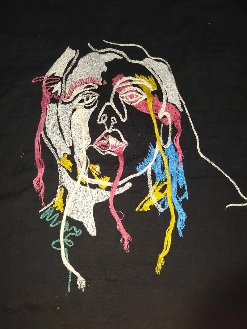 Zara Embroidery Abstract Women Rainbow Face photo 1