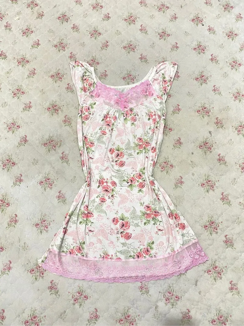 Minidress floral babypink fairy lace coquette cute y2k💗 photo 1