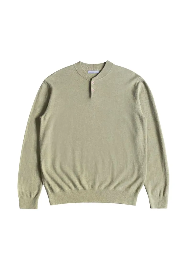 Mind Bridge wool cashmere blend knitted l/s henley light mos photo 1
