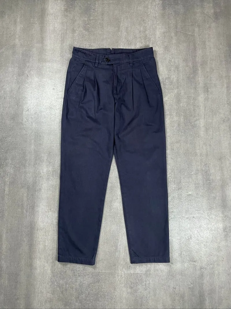 UNIFORM BRIDGE DOUBLE PLEATED CHINO TROUSERS PANTS REPRO 195 photo 1