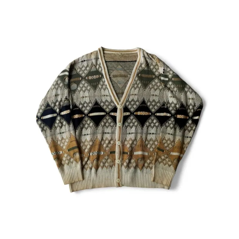 Vintage 90’s Grandpa Knitwear Cardigan Aztec Pattern photo 1