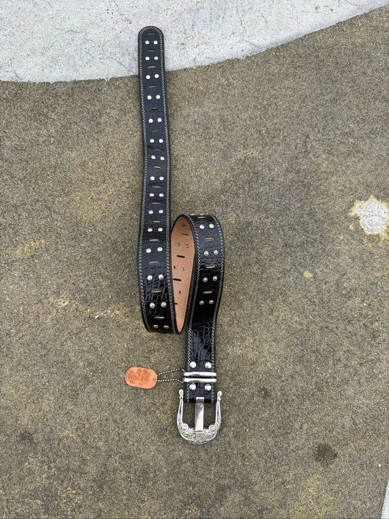 Roncato Studded Belt With One Prong Croco Design Style photo 1