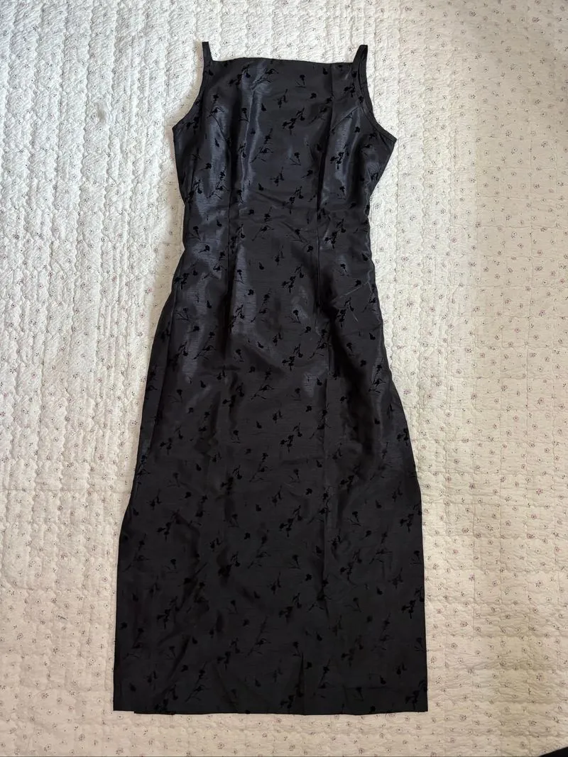 prom party black long dress emboss bordir photo 1
